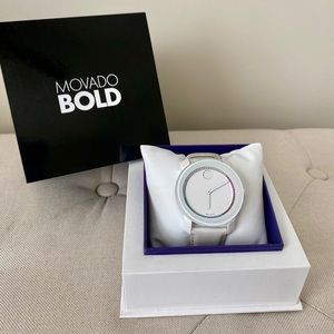 Movado Bold Leather Strap Watch
